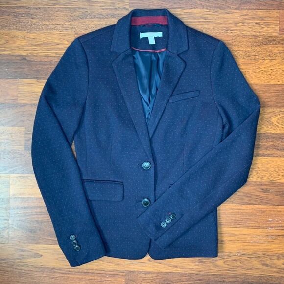 Esprit Navy 2 Button Blazer with Polka Dots Size 4 - Picture 4 of 9